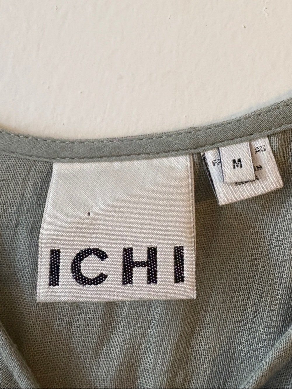 ICHI 100% Gauze Cotton MAXI DRESS Size Medium Sage Green Sleeveless Flowy Casual - Picture 7 of 10